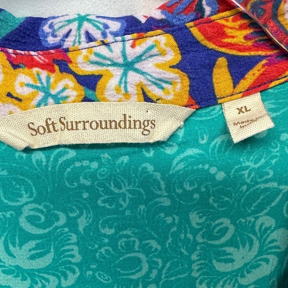 Soft Surroundings Hermosa Floral Patchwork Embroidered Button Down Blouse XL - Picture 3 of 5